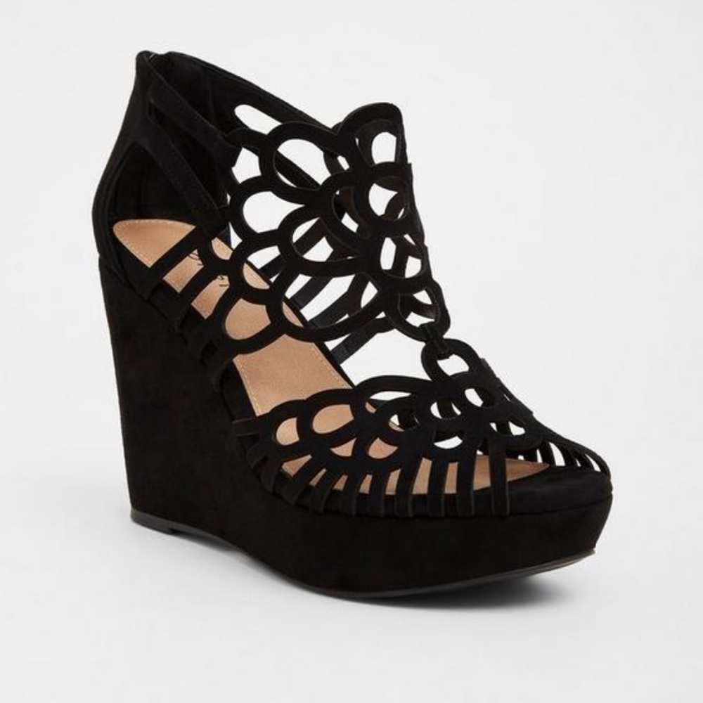 Torrid Wide Width Black Cutout Wedge Sandals
